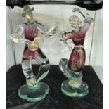 PAIR OF EARLY VENETIAN GLASS FIGURES A/F - SOME REPAIR