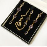 14K GILT SILVER AMETHYST EARRINGS & BRACELET