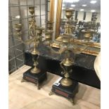 PAIR BRASS & MARBLE CANDELABRA - 41 CMS (H)