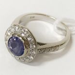 18CT WHITE GOLD DIAMOND & GEMSTONE RING - SIZE J