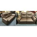 BROWN LEATHER ASHLEY MANOR 3 & 2 SEATER SOFAS