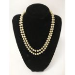 2 ROW PEARL NECKLACE WITH 9CT GOLD CLASP