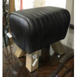 BLACK LEATHER FOOTSTOOL