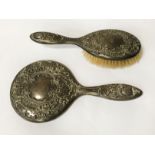 STERLING SILVER HAND MIRROR & BRUSH