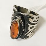 925 SILVER & AMBER FLIP TOP RING