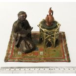 PAINTED BRONZE ARAB INKWELL