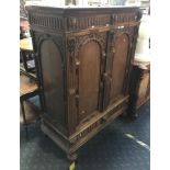 CARVED OAK CABINET WITH DRAWER