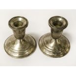 PAIR STERLING SILVER CANDLESTICKS - 8 CMS TALL