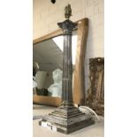 SILVER PLATED TABLE LAMP WITH CORINTHIAN COLUMN - 40 CMS