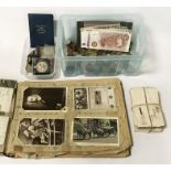 VETERAN POSTCARD ALBUM, PRE PENNY BLACK COVER WITH COMMEMORATIVE COINS