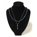 14CT GILT SILVER LAPIS LAZULI NECKLACE & OTHER