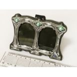 HM SILVER & ENAMEL DOUBLE PHOTO FRAME - 11 X 8 CMS