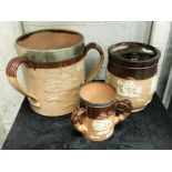 3 ROYAL DOULTON JUGS - LARGEST 18 CMS HEIGHT & 16 CMS DIAMETER