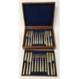 CANTEEN OF CUTLERY WITH SILVER HANDLES - COMPLETE