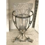 SILVER PLATE & GLASS CENTREPIECE - 28 CMS HEIGHT