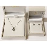 9CT WHITE GOLD SWAROVSKY CRYSTAL PENDANT CHAIN WITH MATCHING EARRINGS