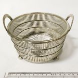 STERLING SILVER & CUT GLASS BOWL - 16 CMS DIAMETER & 11 CMS HEIGHT