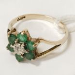 9 CT. GOLD EMERALD DIAMOND RING - SIZE L