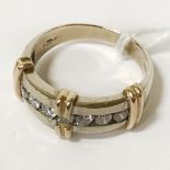 18 CT. YELLOW & WHITE GOLD DIAMOND RING (7 STONES) SIZE K - APPROX. 0.40 CARAT OF DIAMONDS