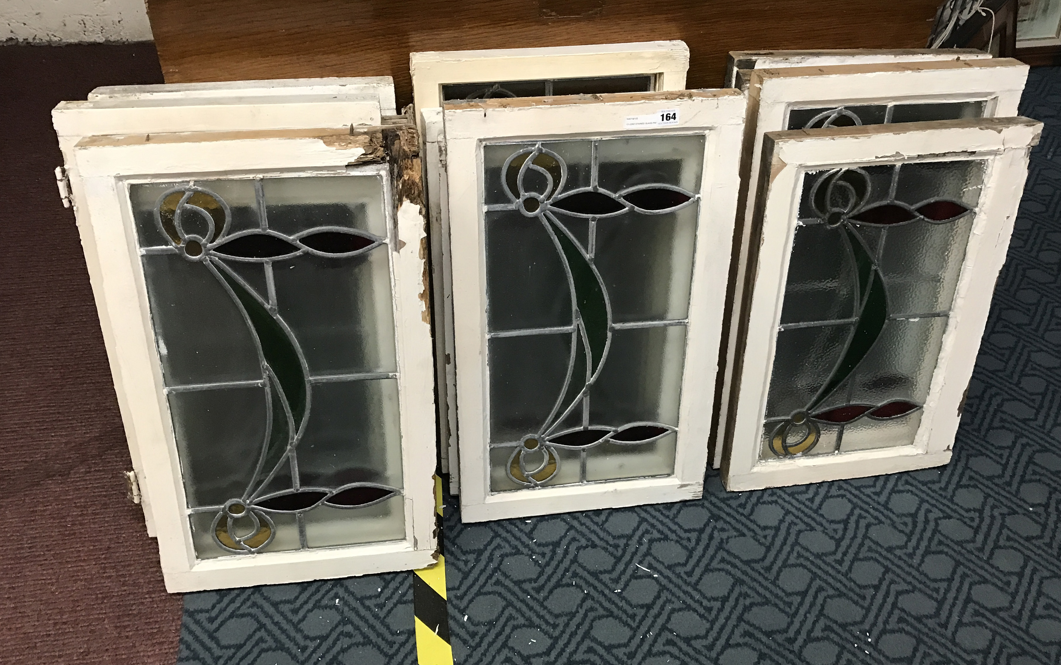 13 LEAD STAINED GLASS PANELS
