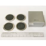 FOUR HM SILVER RIMMED COASTERS - 8.5 CMS