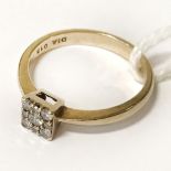 9CT GOLD DIAMOND RING - SIZE L