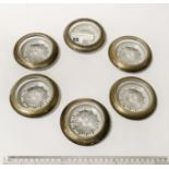 SET OF SIX STERLING SILVER & GLASS COASTERS