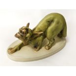 ROYAL DUX WILD CAT CIRCA 1920SIGNED BY A.SCHAFF - BASE 26CM - HEIGHT 16CM