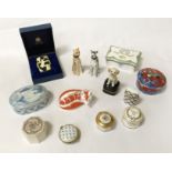 QTY LIMOGES PILL BOXES & CROWN DERBY FIGURE