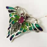 STERLING SILVER RUBY BUTTERFLY BROOCH