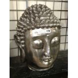 LARGE SILVER COLOUR BUDDHA HEAD - 42 CMS (H)