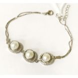 STERLING SILVER TOPAZ & PEARL BRACELET