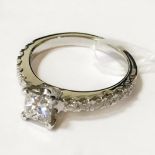 PLATINUM & DIAMOND RING - TOTAL 1 CARAT - RING SIZE J