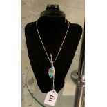 STERLING SILVER TURQUOISE PENDANT & STUDS