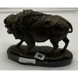 BRONZE BISON ON MARBLE BASE - 18 CMS