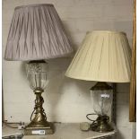 TWO GLASS TABLE LAMPS 40CM HIGH