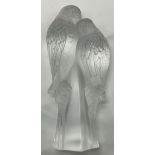 LALIQUE PARAKEET GROUP / LOVE BIRDS -18CM TALL