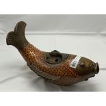 BRONZE & CLOISONNE FISH CENSER - 33 CMS