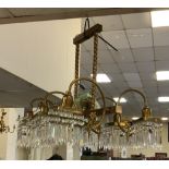 BRASS & CRYSTAL DROP CHANDELIER