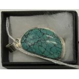 LARGE TURQUOISE STERLING SILVER PENDANT