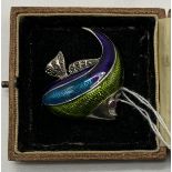 STERLING SILVER FISH WITH RUBY EYE BROOCH