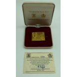 UPU 1874 - 1974 HALLMARKED 22CT GOLD STAMP INGOT REPLICA SET