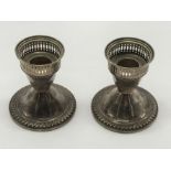 PAIR SMALL STERLING SILVER CANDLESTICKS - 7.5 CMS (H)