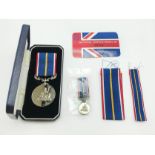 NATIONAL SERVICE MEDAL AND A MINIATURE FOR 2 / LT G. J. SHIPMAN R. BERKS. REGT.