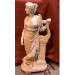 LARGE MARBLE FIGURE IN STYLE OF 19TH CENTURY GRAND TOUR CLASSICAL MAIDEN WITH HARP