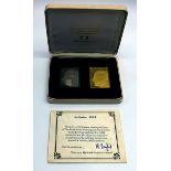 ROYAL SILVER WEDDING HALLMARKED SILVER & 22CT GOLD STAMP INGOTS REPLICA SET