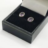 STERLING SILVER AMETHYST STUD EARRINGS