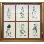 SIGNED FRAMED SIX SKETCHES OF GUARDS BY JON CALDECOURT