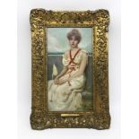 ATTRIBUTED TO JW GODWARD OIL ON CANVAS PAINTING OF A YOUNG LADY