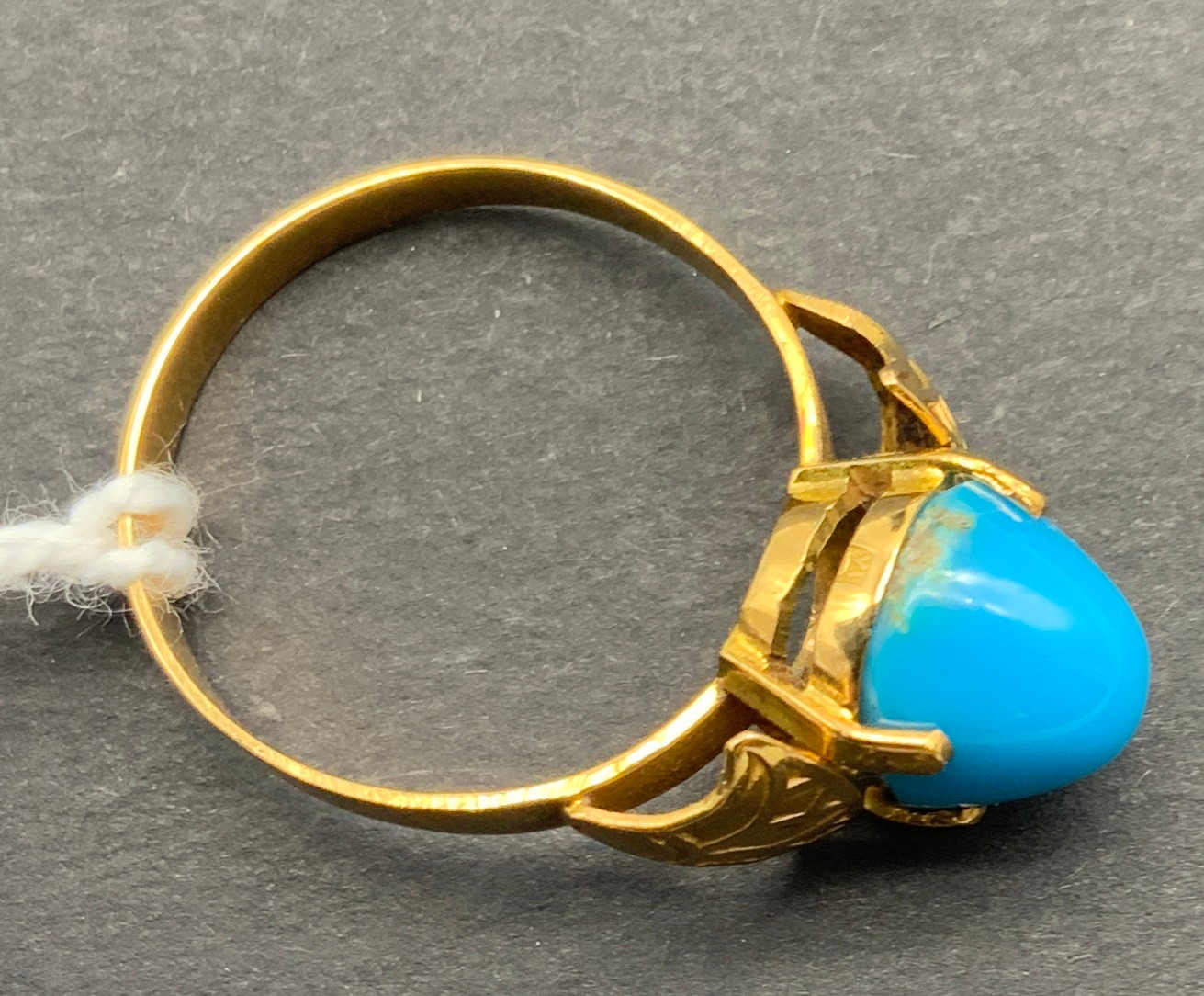 14CT GOLD & TURQUOISE RING SIZE P/Q - Image 2 of 2